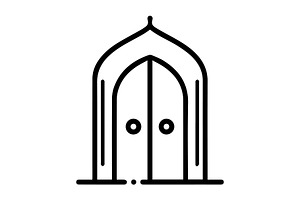 Islamic mosque entrance archway door, an Outline Icon by Nurlan's shop