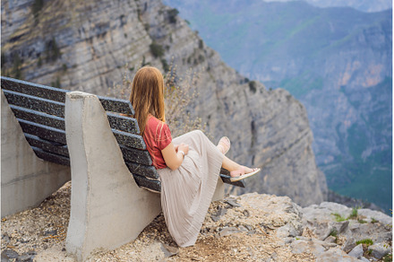 Woman tourist on background of, a Nature Photo by Elizaveta Galitskaya
