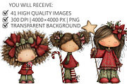 Whimsical Christmas Girl Clipart, an Illustration by Pixels.Craft (Thumbnail 2 of 6)