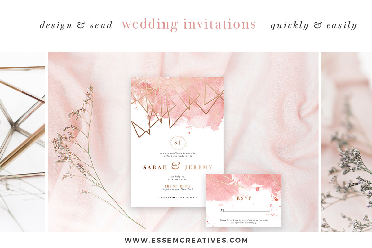Rose Gold Geometric Watercolor, an Illustration by Essem Creatives (Photo 2 of 6)