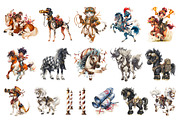 Vintage Hunting Kids Clipart Bundle, an Animal Illustration by InkyQueenArt (Thumbnail 4 of 5)