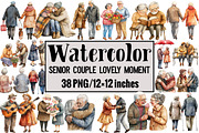 Watercolor Senior Couple Lovely Mome, an Illustration by Design Market (Thumbnail 1 of 3)
