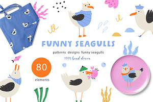 Funny Seagulls - Hand Drawn Set, an Animal Illustration by danceyourlife