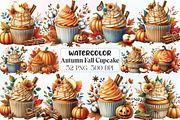 Watercolor Autumn Fall Cupcake PNG, an Illustration by CraftArtStudio (Thumbnail 1 of 5)