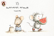 Summer Mouse Watercolor Clipart, an Animal Illustration by Nicolle's Colorful Art (Thumbnail 1 of 4)