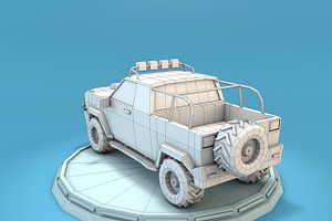 Cartoon Jeep SUV Low Poly 3D Model