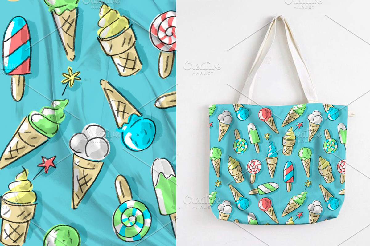 Set: seamless pattern with ice-cream, a Pattern Graphic by Melniklenart (Photo 3 of 9)