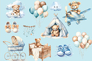 Cute Teddy Bear Baby Shower Clipart, a Decorative Illustration by Primrose Blume (Thumbnail 4 of 5)