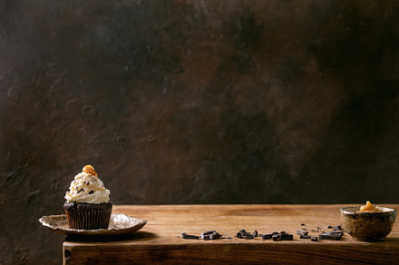 Chocolate cupcakes with caramel, a Food & Drink Photo by Natasha Breen