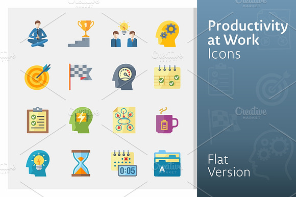 Flat Productivity At Work Icons