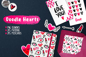 Doodle Hearts set