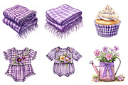 Purple Gingham Summer Clipart, an Illustration by DreamArtGraphic (Thumbnail 3 of 4)