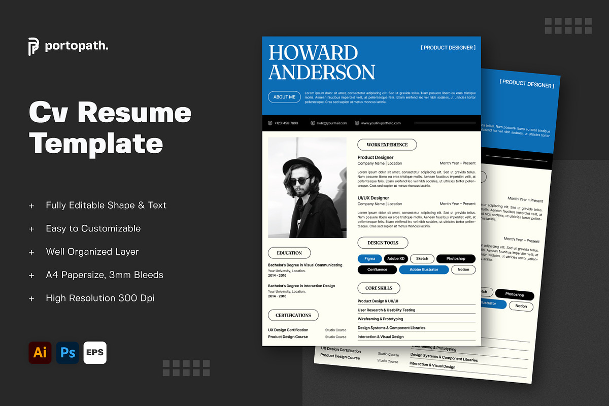 Cv Resume Template, a Resume Template by Portocraft (Photo 1 of 2)