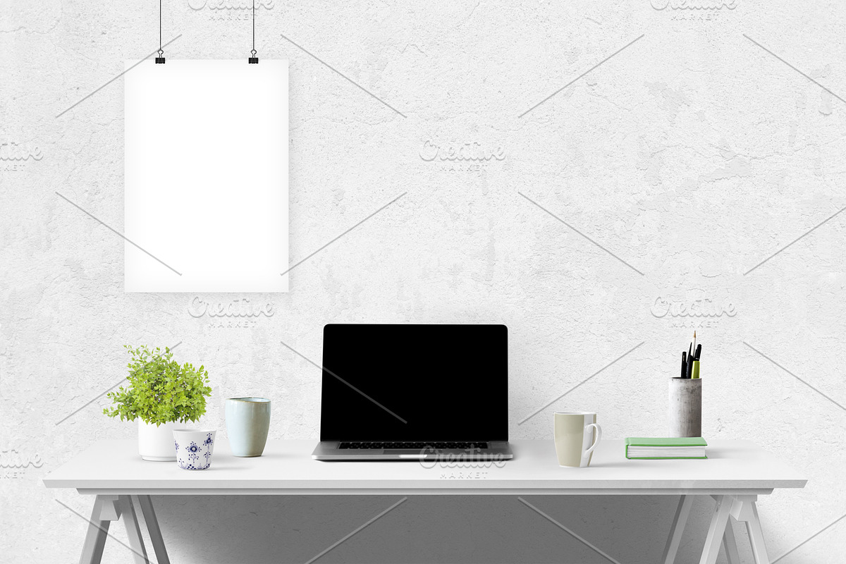 computer mockup | desk mockup bundle, a Mac Mockup by PinkJellyfish (Photo 3 of 8)