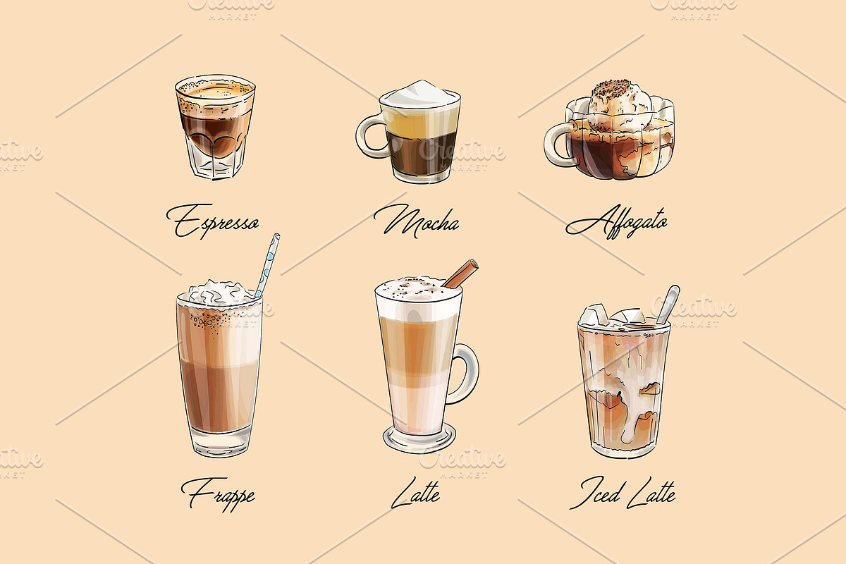 Coffee set. Vector illustrations, a Food Illustration by Svitlo illustrations (Photo 3 of 4)