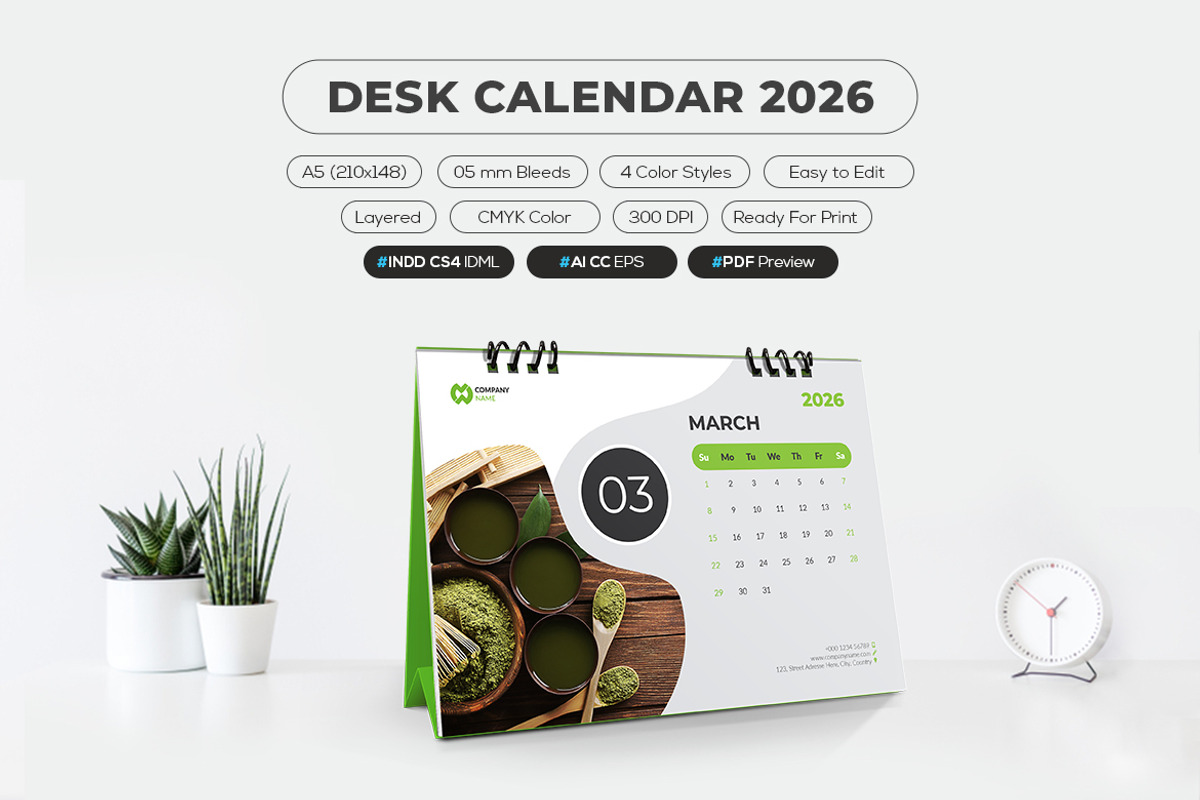 A5 Calendar 2026 Template, a Stationery Template by MstArtwork (Photo 3 of 5)
