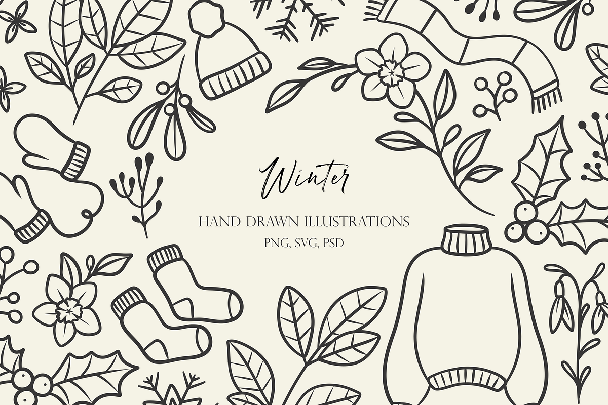Hand Drawn Winter Illustrations, an Illustration by HonestiesPrintS (Photo 1 of 5)