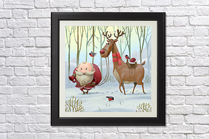 Santa Claus With Deer