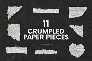 Beige Torn Crumpled Old Paper Pieces