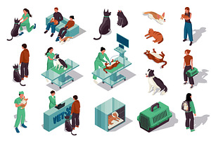 Vet Clinic Isometric Set, an Animal Illustration by alexdndz