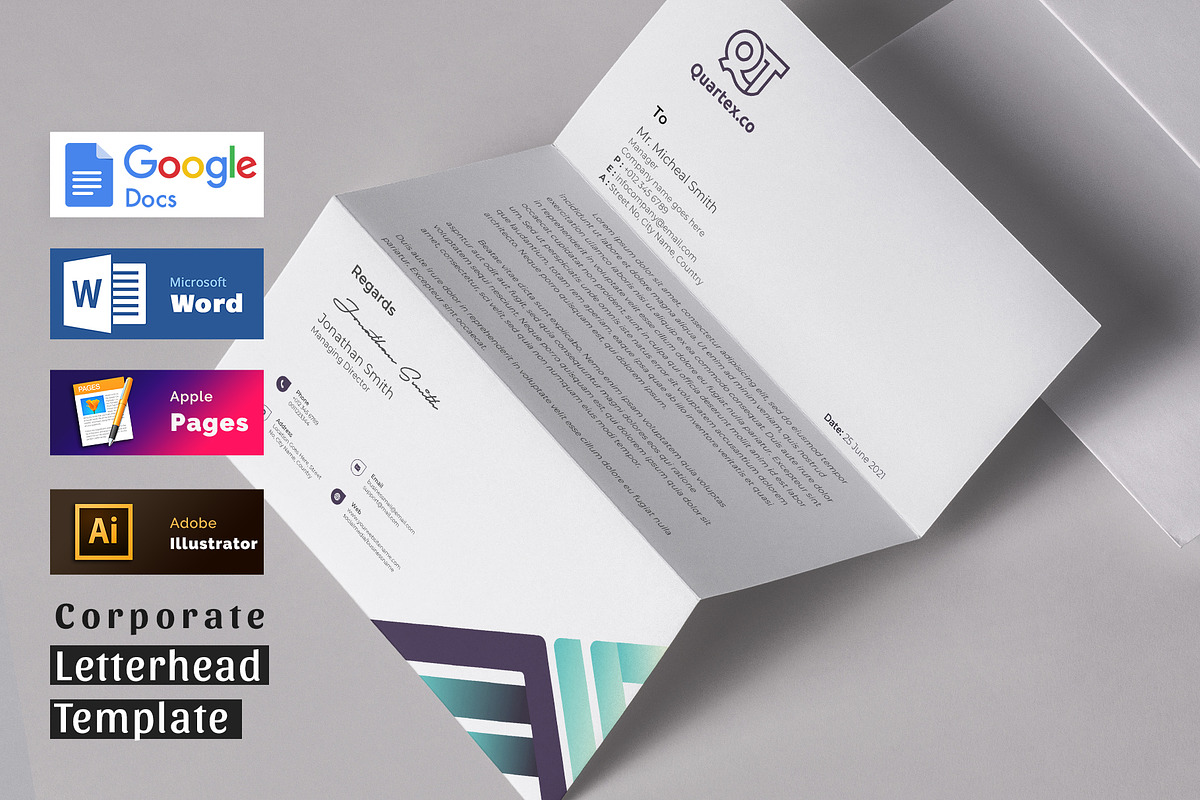 Letterhead Ms Word Google Docs Pages, a Stationery Template by Tbunny (Photo 1 of 5)