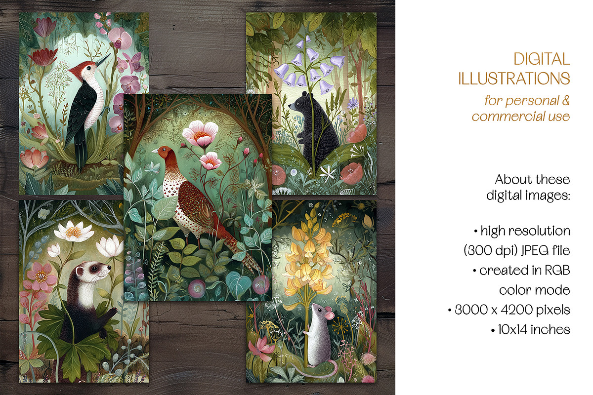 Forest Flower Animals Postcards, an Animal Illustration by The Dutch Lady Designs (Photo 7 of 7)