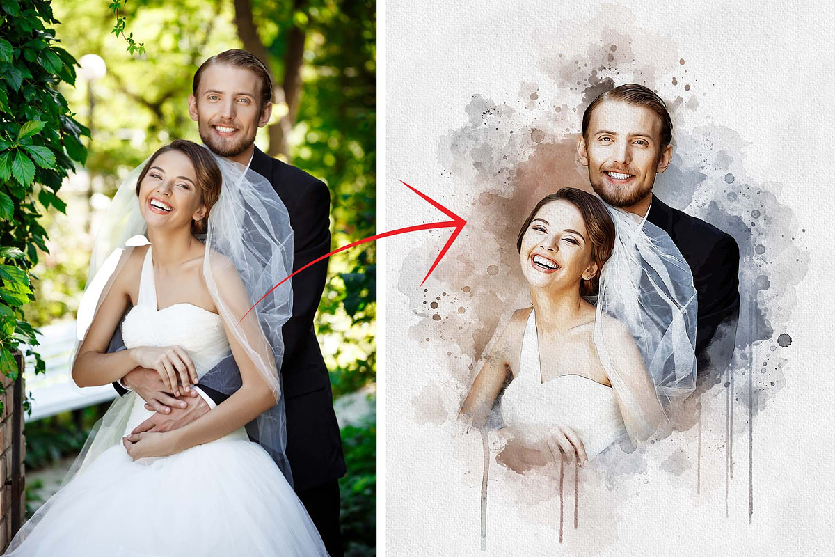 Wedding Watercolor Art Photo Effect, an Action Add-On by MRI STUDIO (Photo 3 of 13)