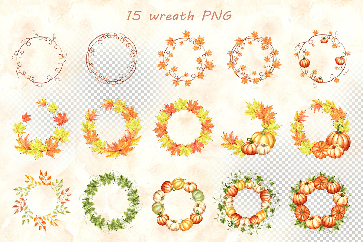 Autumn pumpkins watercolor clipart, a Decorative Illustration by susie-p-art (Photo 8 of 17)