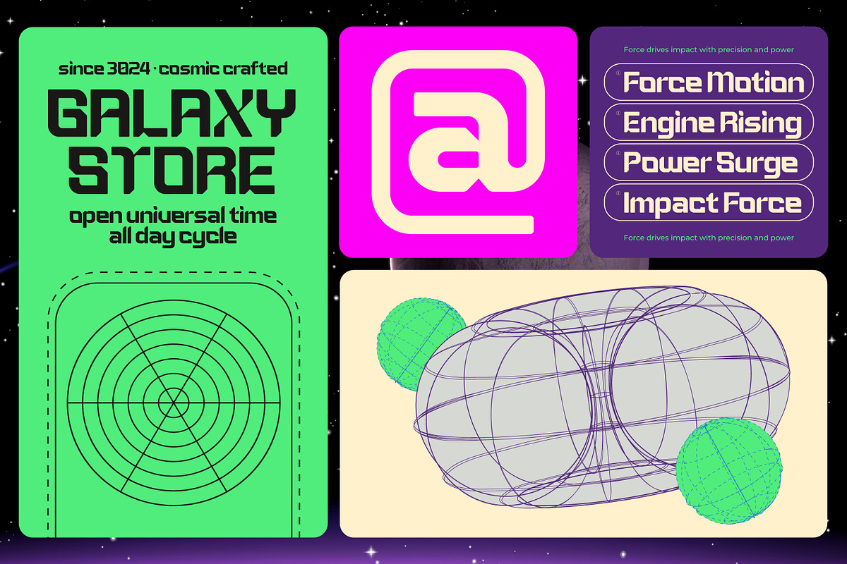 Metaor Aftershift Retro Futuristic, a Sans Serif Font by AmorfaType (Photo 7 of 10)