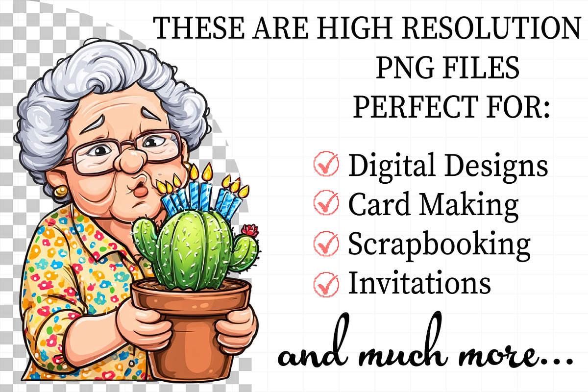 Whimsical Old Lady Birthday Clipart, an Illustration by Daily.Designs (Photo 2 of 7)