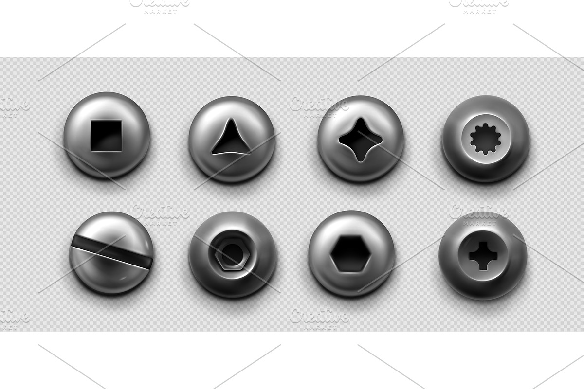 Metal screws and bolts with, an Object Illustration by art PVP - market