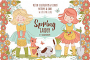 SPRING GARDEN Vector Illustration, a Decorative Illustration by FARAWAYKINGDOM (Thumbnail 1 of 10)