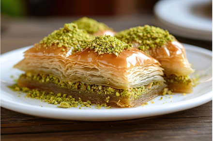 Indulgent Baklava arabian dessert, a Food & Drink Photo by Ylivdesign
