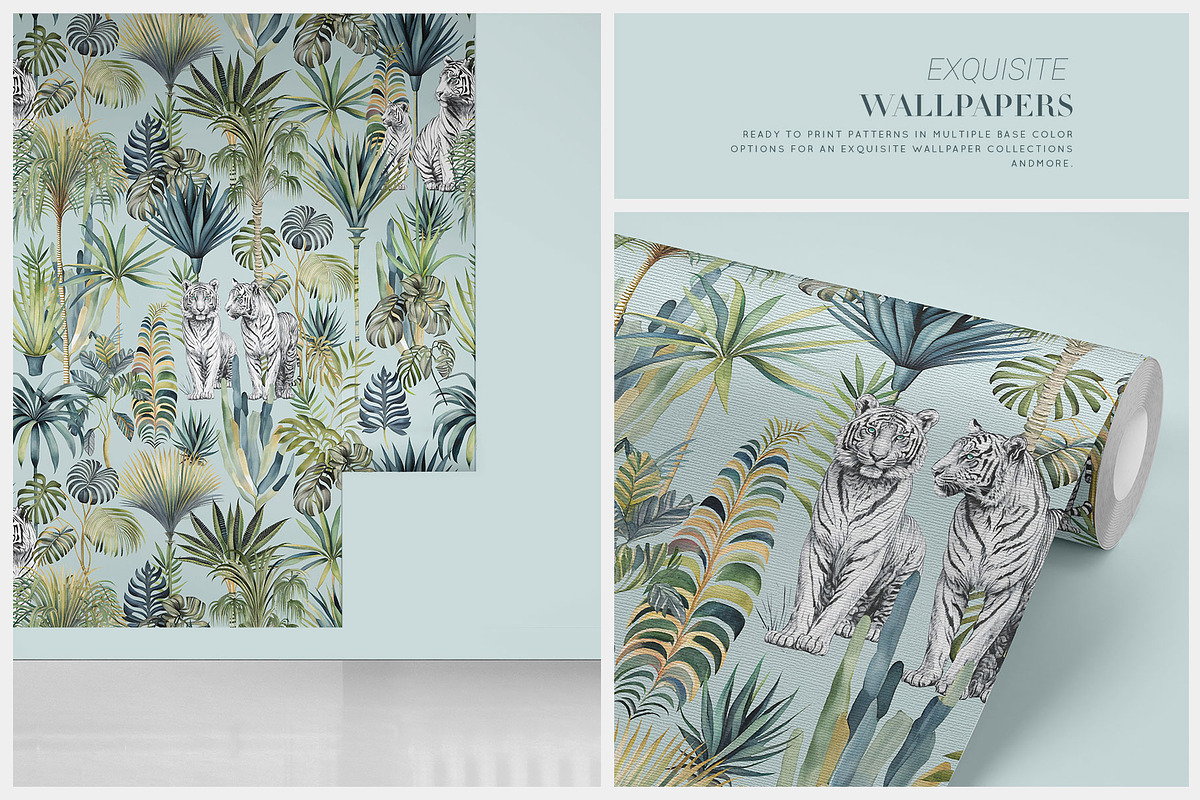 Wilderness, luxury tropical Patterns, a Wallpaper Graphic by Pink Linen (Photo 5 of 14)