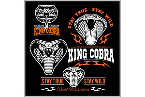 Biker Patches King Cobra - Vector Set