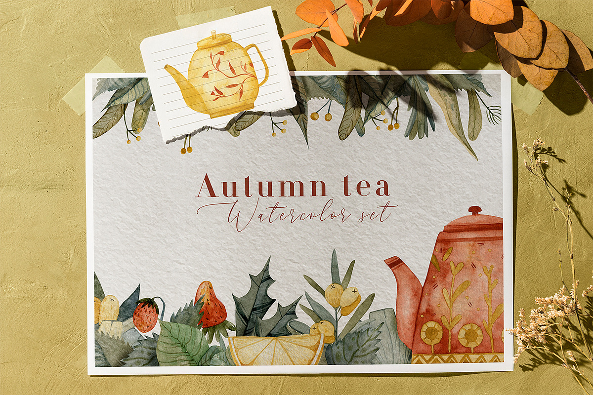 Autumn tea Watercolor set, a Food Illustration by annasokol_ (Photo 5 of 7)