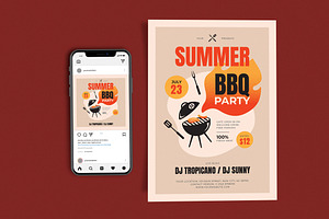 Retro Summer BBQ Party, a Flyer Template by Me55enjah Design