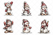 Christmas Whimsical Snowman Clipart, an Illustration by SinaCreation (Thumbnail 3 of 7)