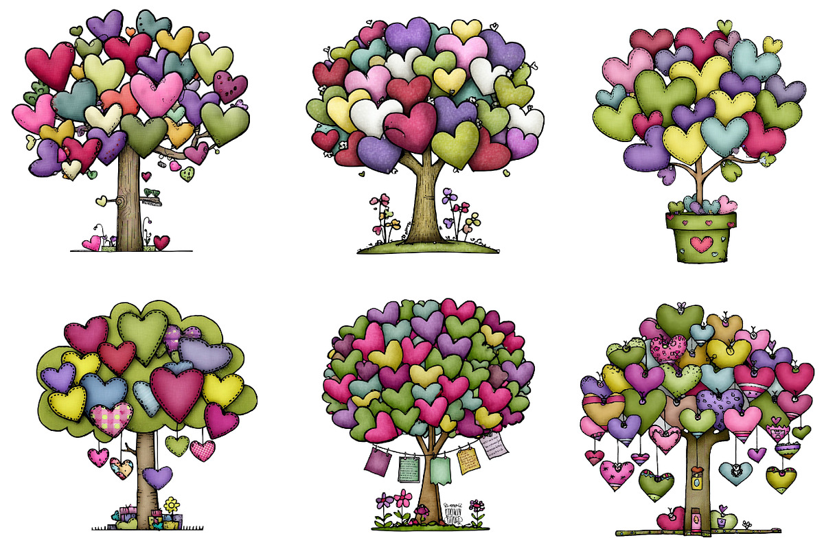 Whimsical Valentines Day Heart Tree, an Illustration by CreationArt (Photo 4 of 7)