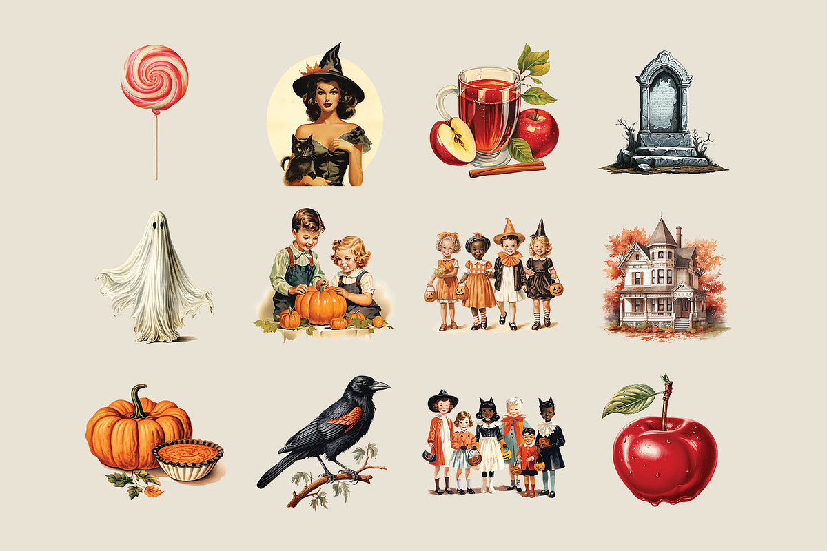 Vintage Halloween Graphics, an Object Graphic by GraphicsByKassy (Photo 3 of 9)
