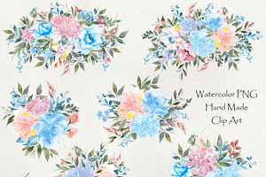 PNG Files Blush And Blue Flowers 1