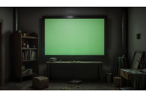 Greenish static fills the screen in, a Graphic by TatsianaSalauyova
