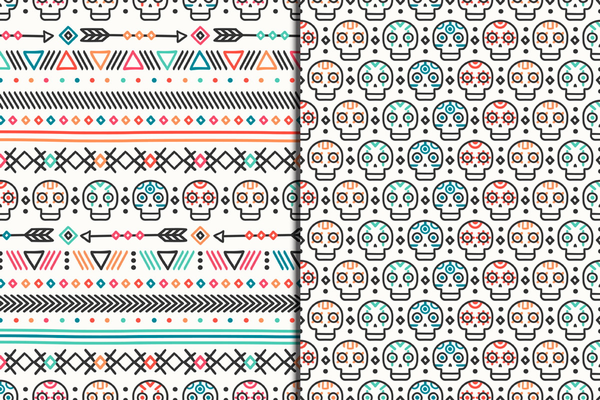 Day of the Dead Patterns with skulls, a Pattern Graphic by Krolja (Photo 1 of 6)
