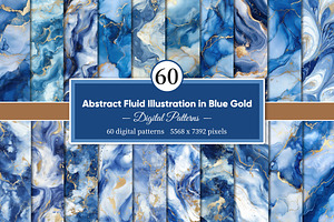 Abstract Fluid Illustration in Blue, a Decorative Illustration by Housui Patterns
