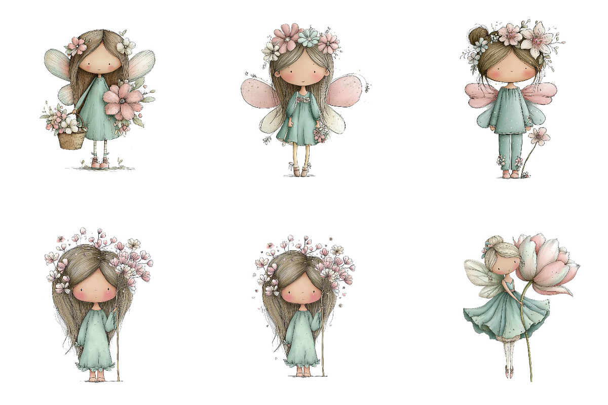 Whimsical Spring Fairy Clipart, an Illustration by CreationArt (Photo 6 of 7)
