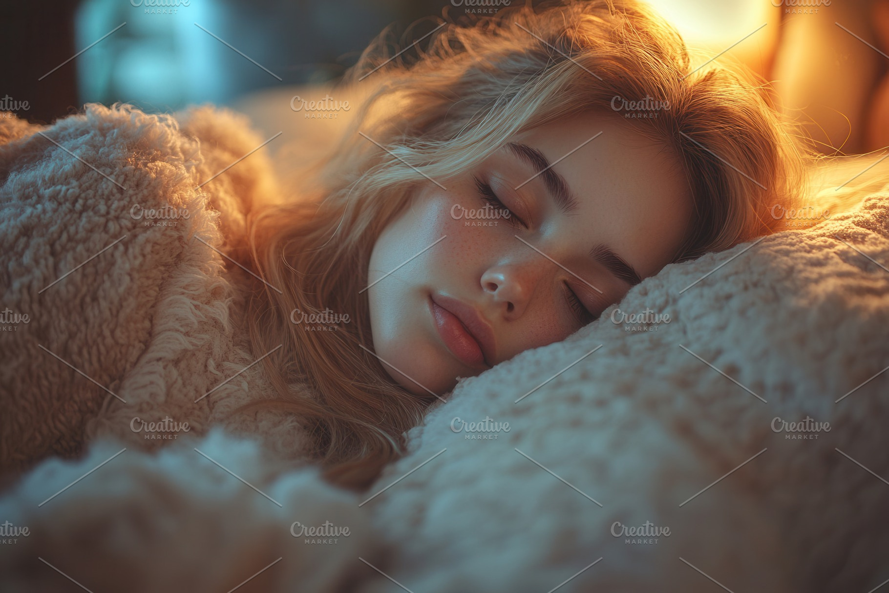 Peaceful young woman resting on a co, a Photo by Tanuart