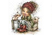 Girl And Piglet Clipart JPG, a Person Illustration by Memories By Lea (Thumbnail 12 of 19)