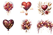 Burgundy and Gold Balloons Clipart, an Illustration by DreamArtGraphic (Thumbnail 4 of 4)