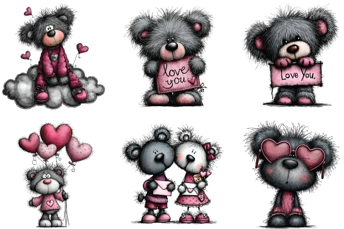Teddy Bear Valentine Clipart, an Illustration by CraftArtStudio (Photo 3 of 6)