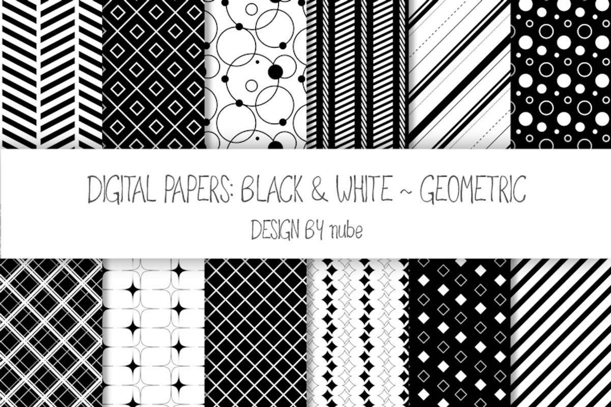 Geometric Seamless Patterns - Black